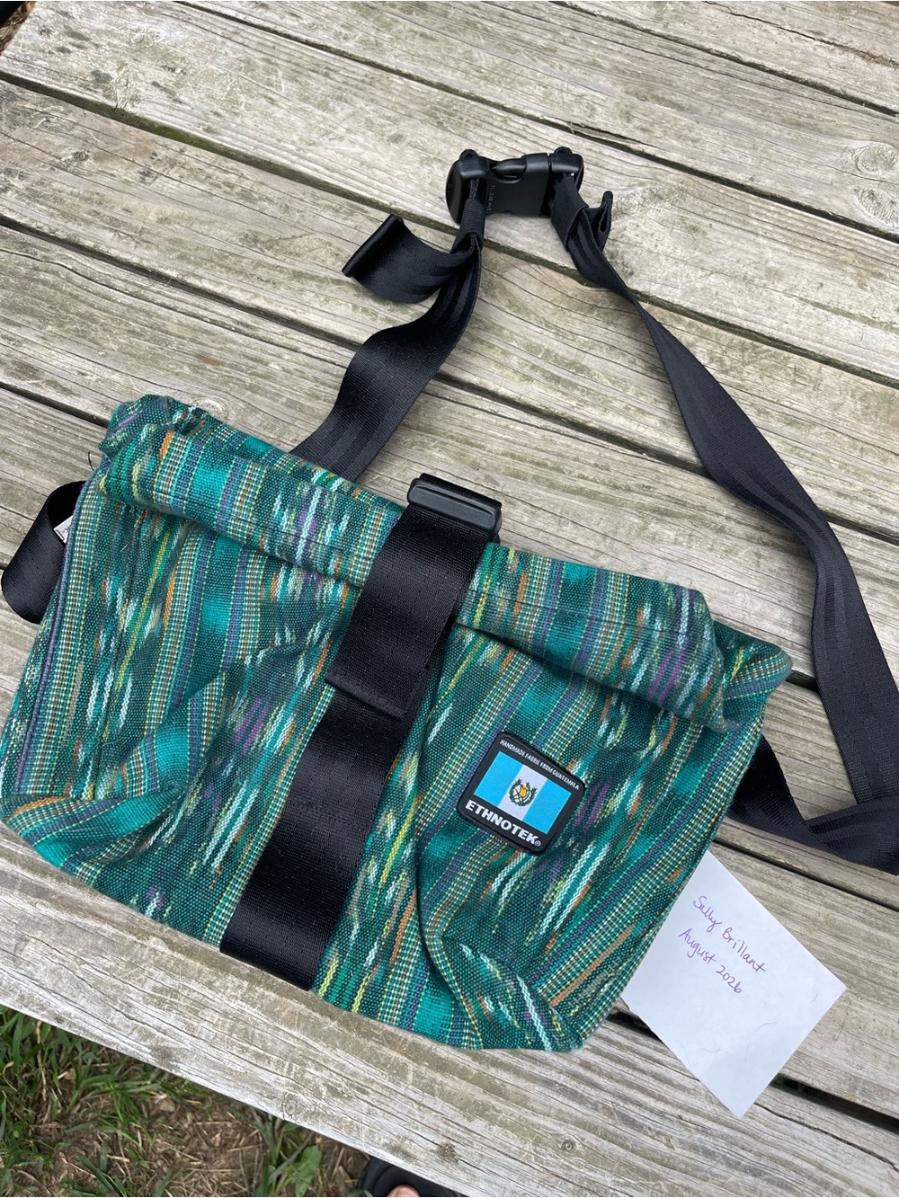Ethnotek Teal Patterned Sling Belt Bag